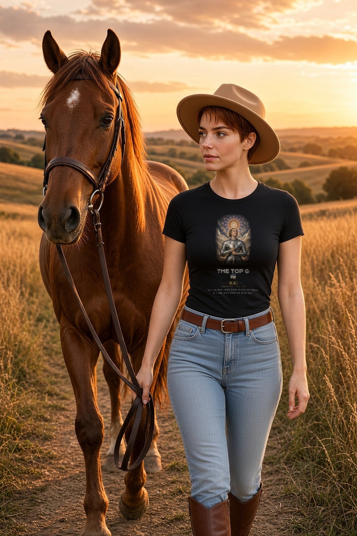 Joan of Arc Heaven's Banner O.G. Women's Tee by THE TOP G